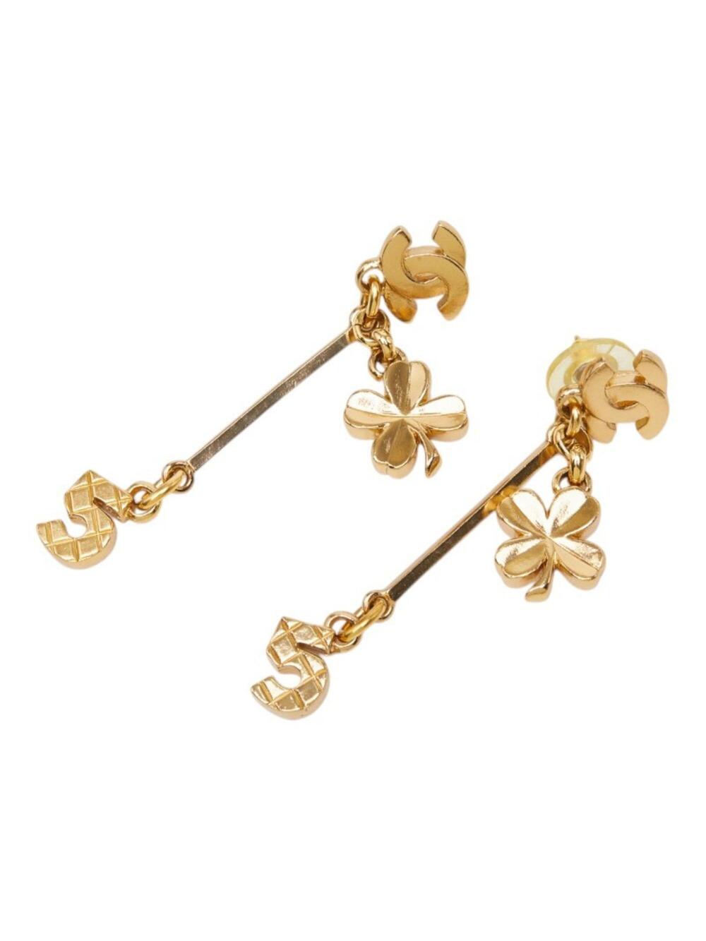 Chanel Cc Logo Stud Clover Earrings #371327C99B